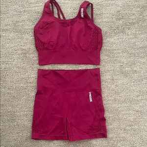 Gymshark Seamless Adapt Deep Red Sports Bra and Shorts Set